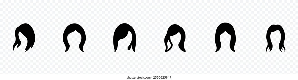 Woman long hair icon set, Female hair icon, Woman long hair icon for beauty salon, Hair icon, Hairs Style Variety Women Wig