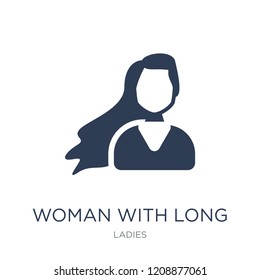 Woman with Long Hair icon. Trendy flat vector Woman with Long Hair icon on white background from Ladies collection, vector illustration can be use for web and mobile, eps10