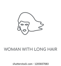 Woman with Long Hair linear icon. Woman with Long Hair concept stroke symbol design. Thin graphic elements vector illustration, outline pattern on a white background, eps 10.