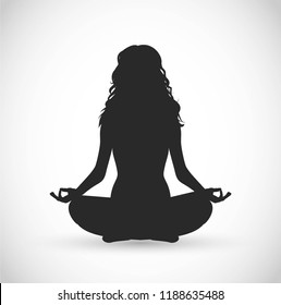 Woman with long hair meditation vector illustration