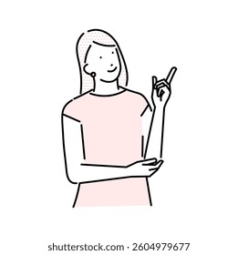 Woman with long hair - Woman pointing - Icon Simple Vector Material
