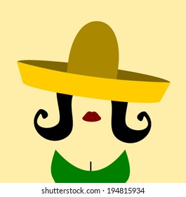 woman with long hair wearing sombrero