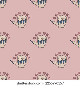 Woman long nails vector seamless pattern. Cute repeat background for textile, design, fabric, cover etc.	 - Shutterstock ID 2255990157
