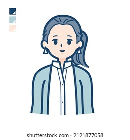 A woman in a long shirt with upper body images.It's vector art so it's easy to edit.