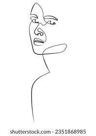 Woman Looking Behind her in Minimal One Line Art Drawing