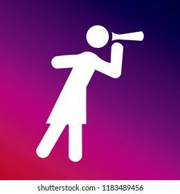 Woman looking by a spyglass icon vector illustrator creative design purple and pink gradient background