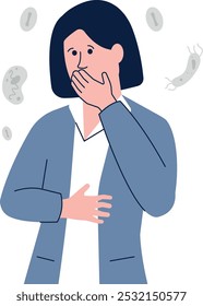 A woman is looking at the camera with a shocked expression on her face