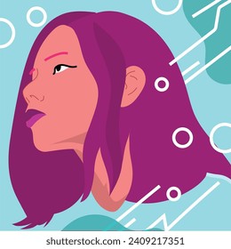 mujer mirando al futuro. ilustración vectorial
