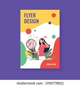 Woman looking at mirror flat vector illustration. Cartoon beautiful female characters smiling to her reflection. Love of self, ego and narcissism concept