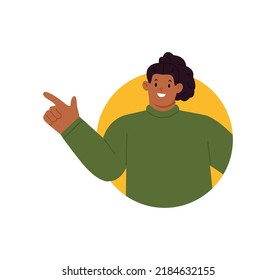 Woman looking out of round frame. young man in circle window. Vector illustration 
