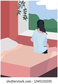 A woman looking out the window