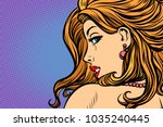 woman looking over shoulder. Pop art retro comic book cartoon drawing vector illustration kitsch vintage