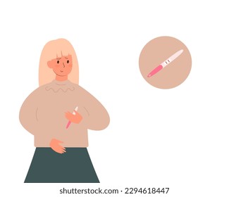 Woman looking at positive pregnancy test