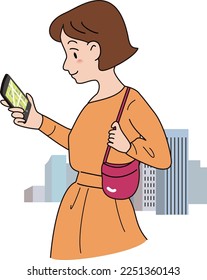 Woman looking at smartphone navigation