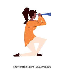 Woman Looking Through Telescope Icon