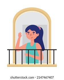 woman looking a through the window cartoon