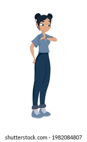 woman looking time standing character