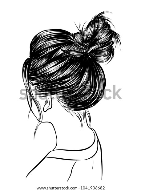 Woman Loose Classic Bun Illustration Business Stock Vector