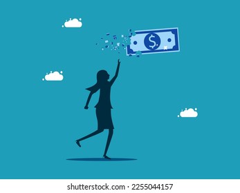 woman loses money. Depletion of money or inflation. business and finance concept vector