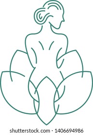 Woman with lotus logo template vector beauty icon design
