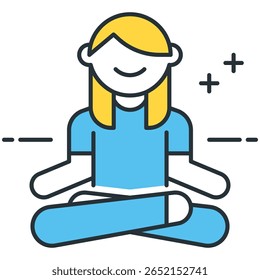 Woman in Lotus Position with Blonde Hair and Blue Outfit, Medita