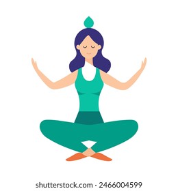 Woman in lotus position with closed eyes, peaceful gesture