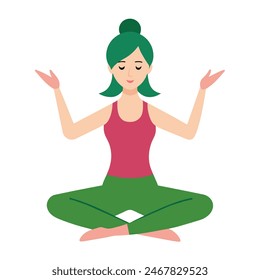 Woman in lotus position with closed eyes, peaceful gesture