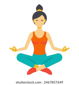 Woman in lotus position with closed eyes, peaceful gesture