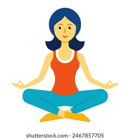 Woman in lotus position with closed eyes, peaceful gesture