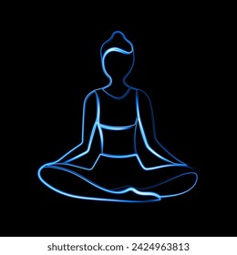 A woman in the lotus position. Meditation on the beach. Morning Exercise.	