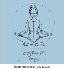Woman in the lotus position. Vector illustration.