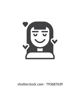 Woman in love icon vector, filled flat sign, solid pictogram isolated on white. Symbol, logo illustration.