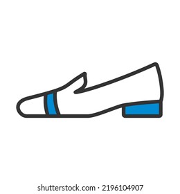 Woman Low Heel Shoe Icon. Editable Bold Outline With Color Fill Design. Vector Illustration.