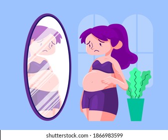 Woman Low Self-Esteem vector illustration