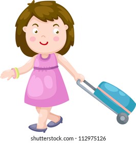 woman with a luggage bag vector