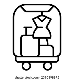 Woman luggage trolley icon outline vector. Suitcase cart. Carry holiday