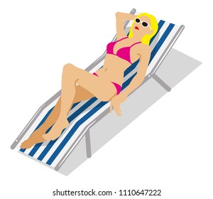 Woman lying down on the Deck Chair