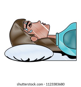 woman lying with fever