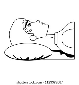 woman lying with fever