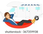 Woman lying in hammock.