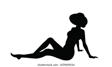 Woman Lying On The Beach Silhouette