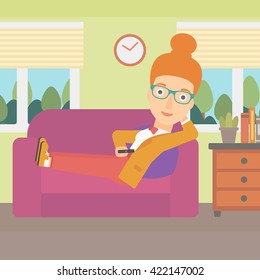 Woman lying on sofa.