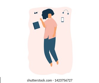 woman lying in the room vector illustration