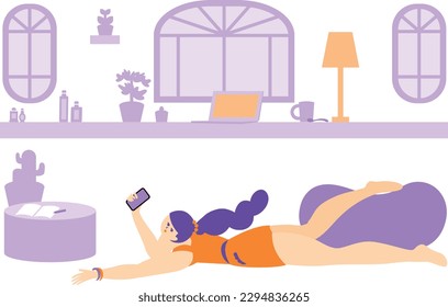 Woman lying in room wear,spending relaxing time