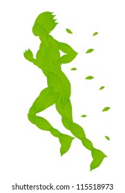 Woman made of leaves vector background concept