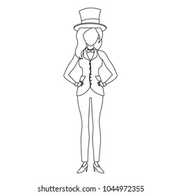 Woman magician costume cartoon