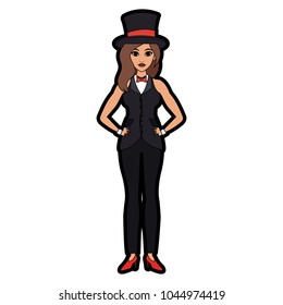 Woman magician costume cartoon