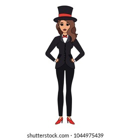 Woman magician costume cartoon