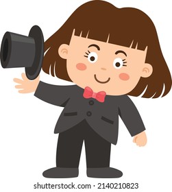 woman magician with hat vector illustration