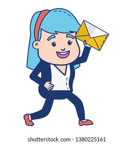 woman with mail envelope